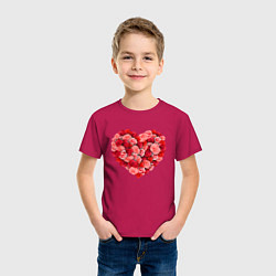 Футболка хлопковая детская Сердце составленное из роз, цвет: маджента — фото 2