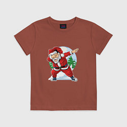 Футболка хлопковая детская Dabbing Santa day, цвет: кирпичный