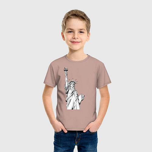 Детская футболка Статуя Свободы в графике / Пыльно-розовый – фото 3