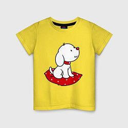 Футболка хлопковая детская Собачка на подушке, цвет: желтый