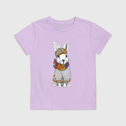 Футболка хлопковая детская Модный заяц, цвет: лаванда