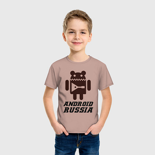 Детская футболка Андроид россия / Пыльно-розовый – фото 3