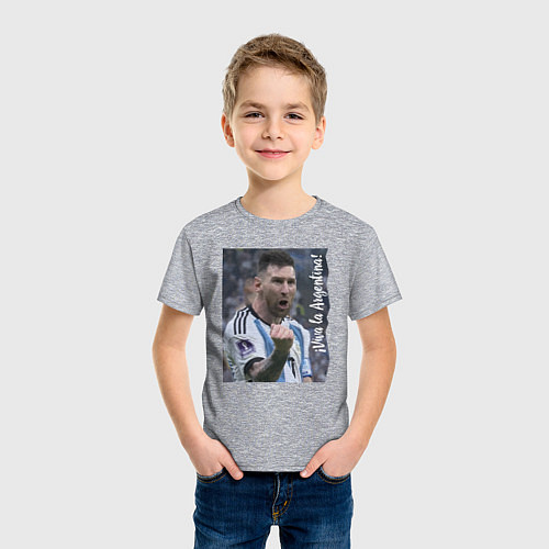 Детская футболка Viva la Argentina - Lionel Messi - world champion / Меланж – фото 3