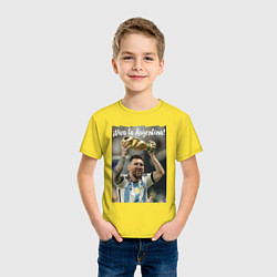 Футболка хлопковая детская Lionel Messi - world champion - Argentina, цвет: желтый — фото 2