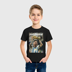 Футболка хлопковая детская Lionel Messi - world champion - Argentina, цвет: черный — фото 2