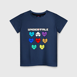 Футболка хлопковая детская Undertale - души 8 людей, цвет: тёмно-синий
