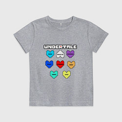 Футболка хлопковая детская Undertale - души 8 людей, цвет: меланж