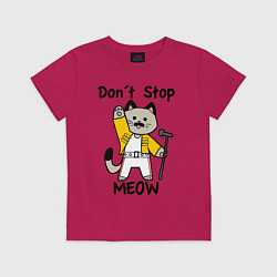 Футболка хлопковая детская Freddy MEOWcury, цвет: маджента