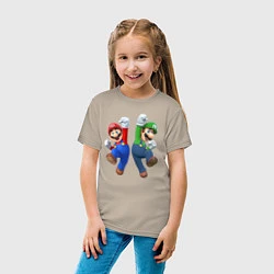 Футболка хлопковая детская Марио и Луиджи, цвет: миндальный — фото 2