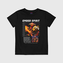 Футболка хлопковая детская Ember Spirit Dota2, цвет: черный