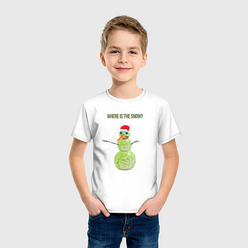 Детская футболка Снеговичок - Капустовичок / Белый – фото 3