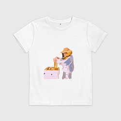 Футболка хлопковая детская Пчеловод и его пасека, цвет: белый