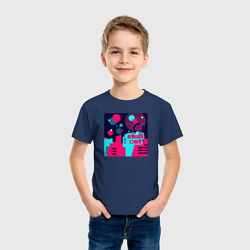 Детская футболка Chill out city minimal / Тёмно-синий – фото 3