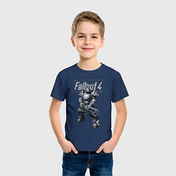 Футболка хлопковая детская Fallout 4 - Ultracite Power Armor, цвет: тёмно-синий — фото 2