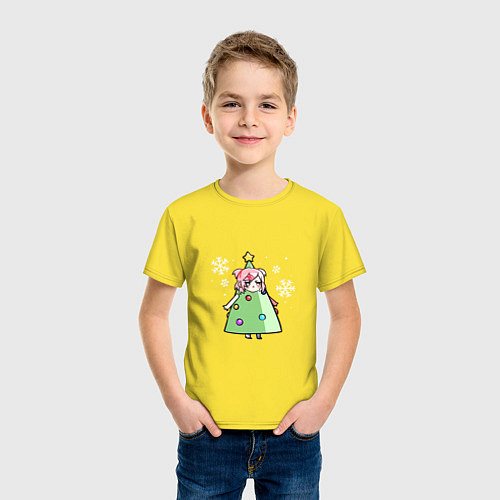 Детская футболка С новым годом - аниме девочка / Желтый – фото 3