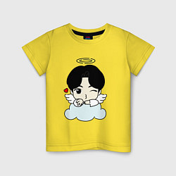 Футболка хлопковая детская Jin - ангелочек из бтс, цвет: желтый