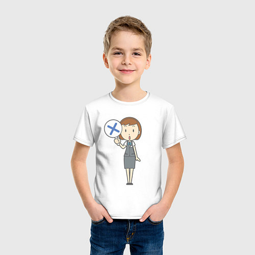 Детская футболка Офисная леди держит знак нельзя / Белый – фото 3