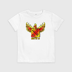 Футболка хлопковая детская Дота 2 - огненный феникс, цвет: белый