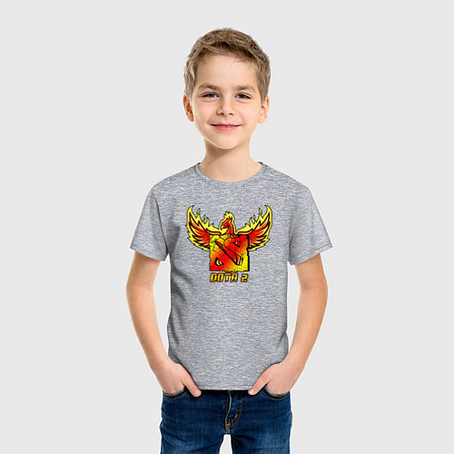 Детская футболка Дота 2 - огненный феникс / Меланж – фото 3