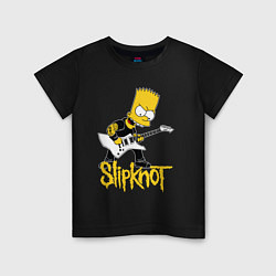 Футболка хлопковая детская Slipknot Барт Симпсон рокер, цвет: черный