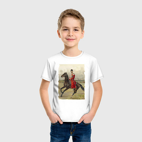 Детская футболка Николай II на коне / Белый – фото 3