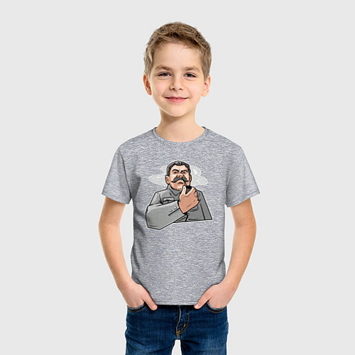 Детская футболка Сталин недоволен / Меланж – фото 3