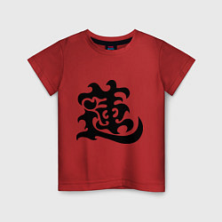 Футболка хлопковая детская Японский иероглиф - Лотос, цвет: красный