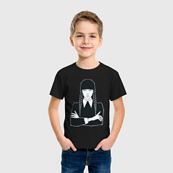 Футболка хлопковая детская Wednesday Addams портрет, цвет: черный — фото 2
