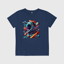 Футболка хлопковая детская Космонавт в кубизме, цвет: тёмно-синий
