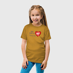 Футболка хлопковая детская Твое сердце брилиант, цвет: горчичный — фото 2