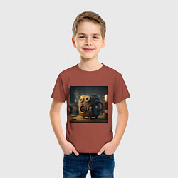 Футболка хлопковая детская Утепленная кружка с лицом, цвет: кирпичный — фото 2