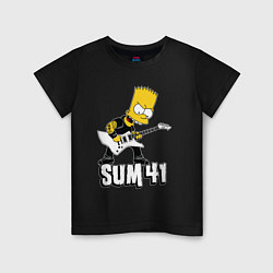 Футболка хлопковая детская Sum41 Барт Симпсон рокер, цвет: черный