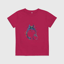 Футболка хлопковая детская Тоторо и малыши, цвет: маджента