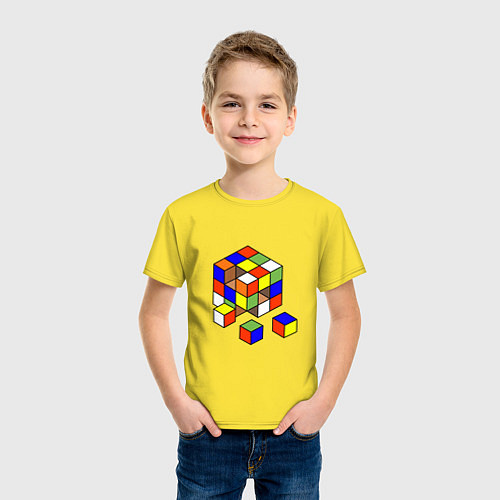 Детская футболка Разобранный кубик / Желтый – фото 3