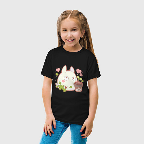 Детская футболка Тоторо и цветок / Черный – фото 4