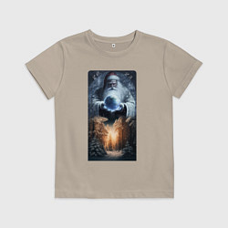 Футболка хлопковая детская Мира вам и добра, цвет: миндальный