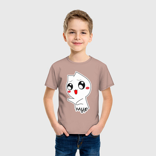 Детская футболка Котик Мур / Пыльно-розовый – фото 3