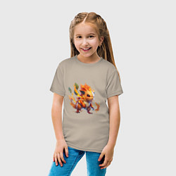 Футболка хлопковая детская Огненный Райчу, цвет: миндальный — фото 2