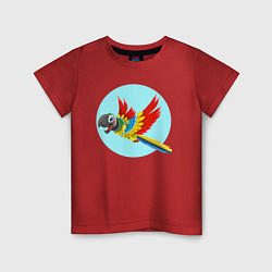 Футболка хлопковая детская Красочный попугай, цвет: красный