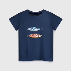 Футболка хлопковая детская Две пятнистые рыбы, цвет: тёмно-синий