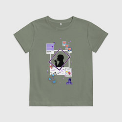 Футболка хлопковая детская BTS Тэхен, цвет: авокадо