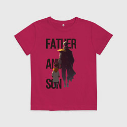 Футболка хлопковая детская Отец и сын, цвет: маджента