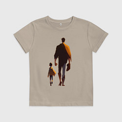 Футболка хлопковая детская Отец и его сын, цвет: миндальный