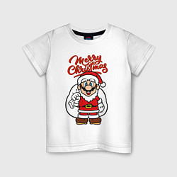 Футболка хлопковая детская Christmas Mario, цвет: белый