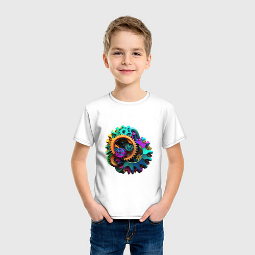 Детская футболка Цветные шестерёнки / Белый – фото 3