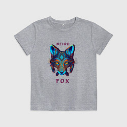Футболка хлопковая детская Голова лисы - нейронная сеть, цвет: меланж