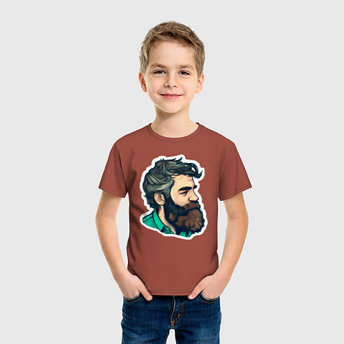 Детская футболка Мужчина с бородой / Кирпичный – фото 3