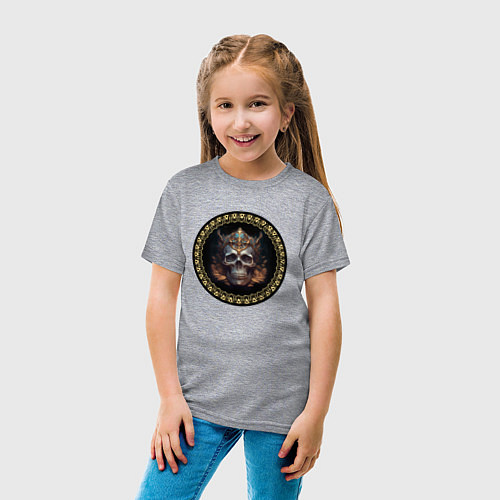 Детская футболка Череп короля созданный нейросетью / Меланж – фото 4