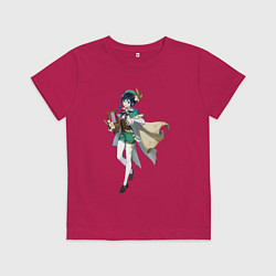 Футболка хлопковая детская Венти из Genshin Impact, цвет: маджента