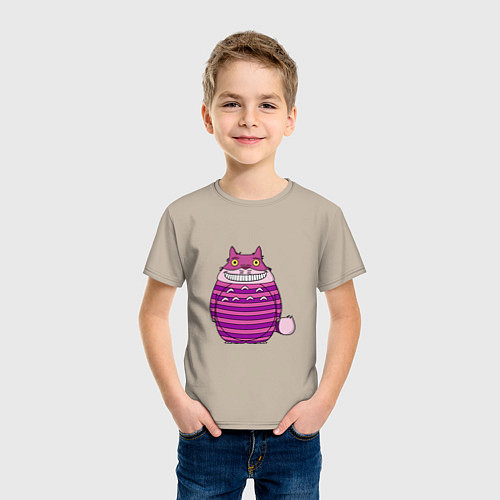 Детская футболка Тоторо чеширский кот / Миндальный – фото 3